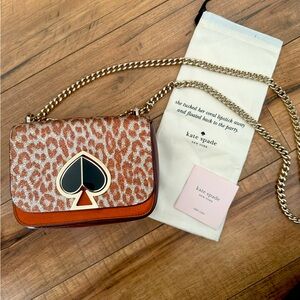 Kate Spade NY Nicola Italian Leather Metallic Leopard Twist Lock Purse